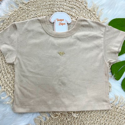 Conj. Blusa Coração e Short Brilhos - Areia